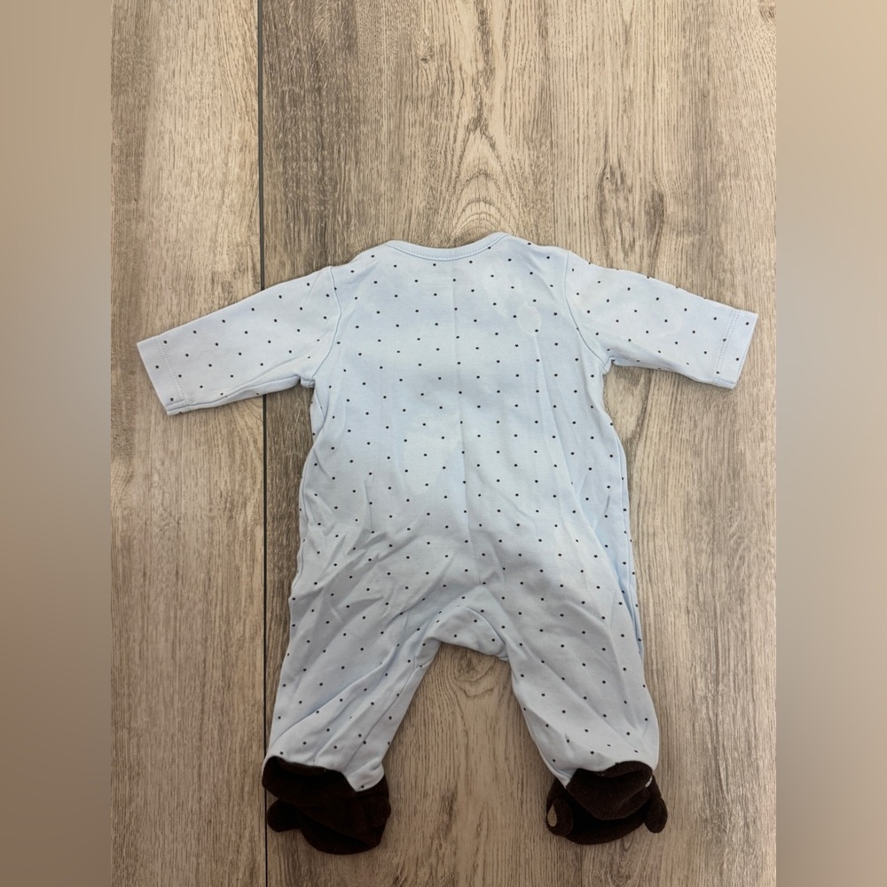 Little Me Blue Footies with Monkey Design - Picture 5 of 7